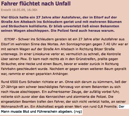 Alkoholkontrolle mit erstaunlichen Konsequenzen